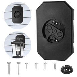 8141DBL Siding Lamp Mounting Blocks Kit,Light Mounting Block Plate with Built-in Electrical Box, Vinyl Siding Mounting Blocks Plate for 1/2 inch Lap Double Siding and 4 Inch Siding,Black