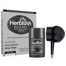 Fibras capilares Herbishh Koloret: polvo castaño oscuro para cabello fino, corrector instantáneo de calvas y del cuero cabelludo. Resistentes al sudor y al agua, para hombres y mujeres, 12g