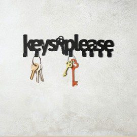 INFIGN Keys Black Metal Wall Mounted Key Holder Keychain Holder Keychain Hanger Metal Key Holder 9 X 2.25 X 0.75 in (Keys Please)