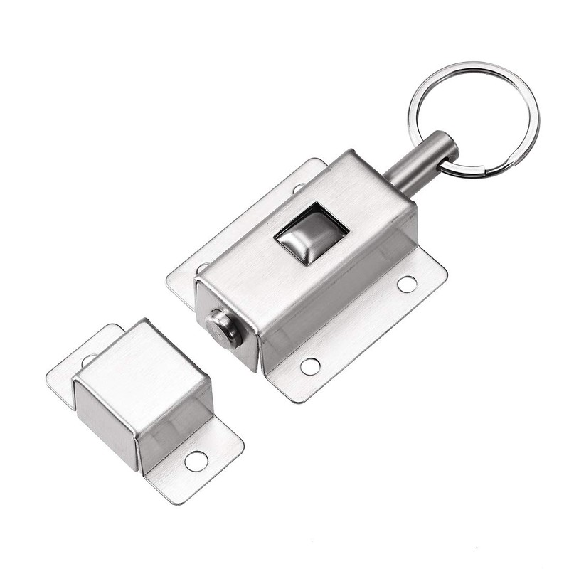 sourcing map Door Barrel Bolt, Stainless Steel Ring-Pull Spring Loaded