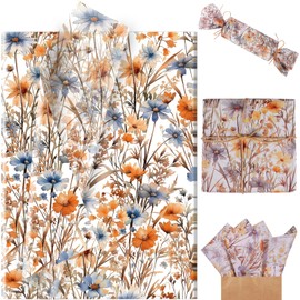 100 Sheets Wildflower Tissue Paper, 20 x 14 Inch Vantage Wildflower Patterns Art Wrapping Paper for Birthday Wedding Spring Party Baby Shower Party Supplies