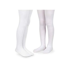 Jefferies Socks Little Girl's Classic Cotton Tights 2 Pair Pack Sockshosiery, White/White, 2-4 Years