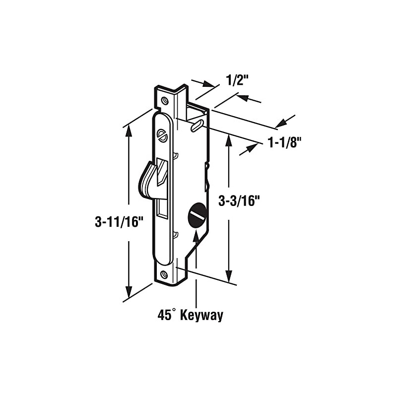 Prime-Line E 2121 Mortise Lock - Adjustable, Spring-Loaded Hook Latch