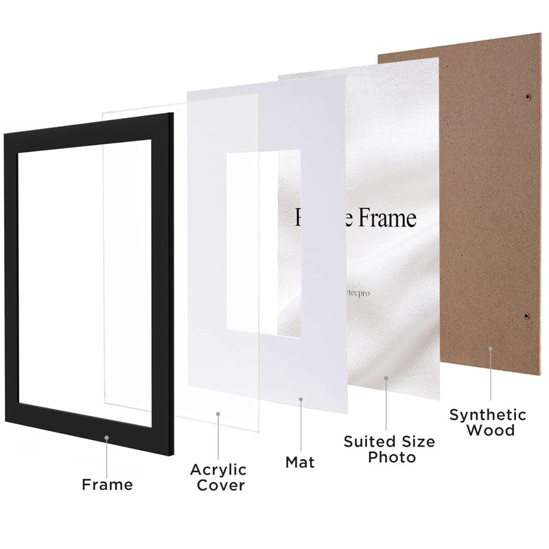 eletecpro 8x10 Picture Frame, Display Picture 5x7 with Mat or