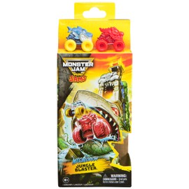 Monster Jam Mini Jams, Megalodon Jungle Blaster Launcher Playset, 2 Exclusive Die-Cast Monster Trucks & Accessory, Kids Toys for Boy and Girls Ages 3 and up