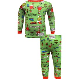 Komar Kids Boys Dr. Seuss The Grinch Grinchy Green Ultra Soft Boys or Girls Pajamas (4)