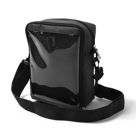 JOKnet Mailing Service with D-ring Vertical Clear Pocket Shoulder Bag, Women's, Clear Bag, Small, Mini Bag, Lightweight, Transparent, Stylish, Black