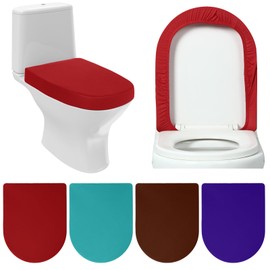 Preboun 4 Pcs Toilet Lid Cover Toilet Seat Cover with Elastic Edges, Standard Toilet Lid Cover Soft Bathroom Covers, Machine Washable Seat Covers Universal for Most Toilet Bowl Lids (Vibrant Colors)