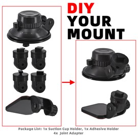 iSaddle Mini Windshield Suction Cup Mount Holder & Dashboard Adhesive Sticky Mounting Bracket for Apeman Ssontong Biuone iZEEKER Z-Edge Spade Nexar Seegar iiwey HaHoco (4 Camera Joints Included)