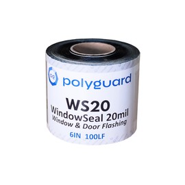 POLYGUARD WindowSeal Window and Door Flashing Tape, 6 in x 100 ft Roll, 20 mil Thick, Self-Sealing & Self-Adhering Waterproof Barrier