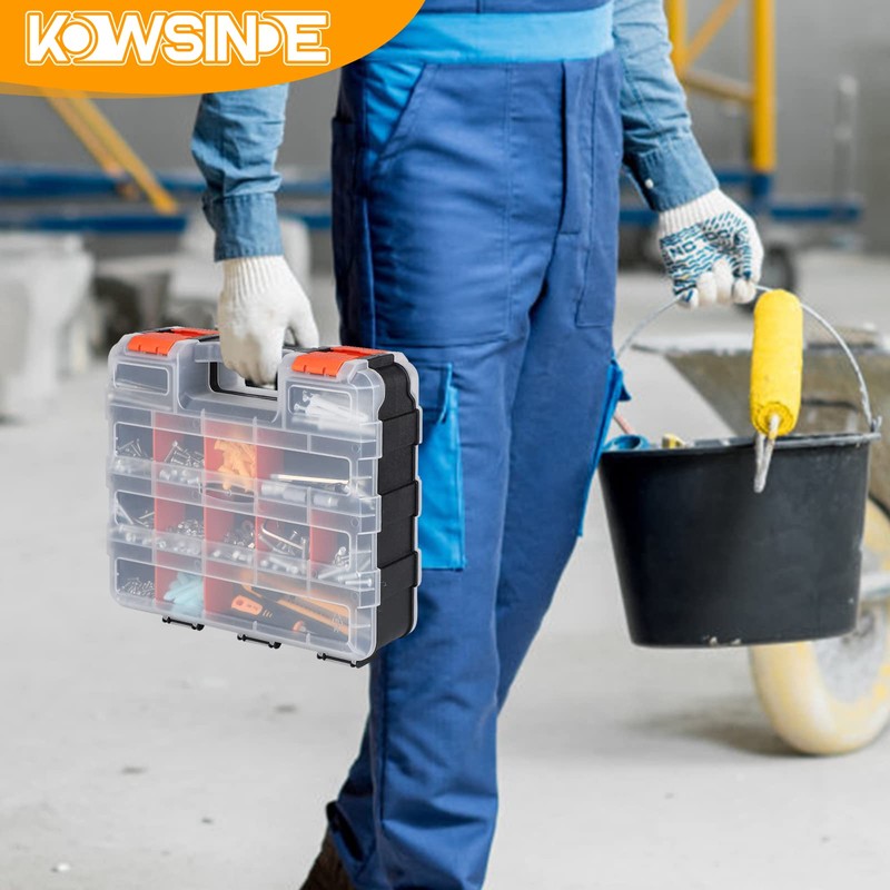 Kowsinde Double Side Tool Organizer, Hardware Storage Box, 34-Compartments Small