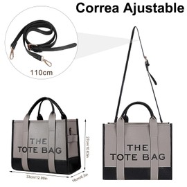 Tote Bag Mujer, MCSWKEY Tote Bag de Piel Grande para Mujer, Bolsas Tote con Cierre y Arnés de Hombro, Bolsa Cruzada Piel para Viajes (Gris)