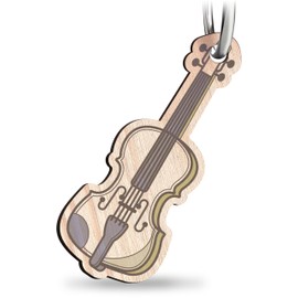 Geige Schlüsselanhänger handgemacht aus Holz, Glücksbringer, Violine, Bass, Saiteninstrument, Für Freunde klassischer Musik, Geschenk Orchesterliebhaber