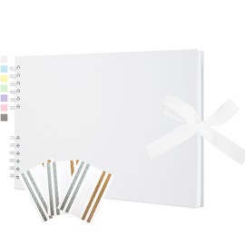 Scrapbook Photo Album 29x21.5cm DIY Memory Book Scrap Books 40 White Pages Ablums Kit with Stickers for Wedding, Travel, Birthday, White
