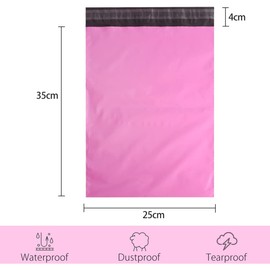 100 Mailing Bags Self-Seal Postal Shipping Packaging Mailers for Posting Parcel Packages,25x35cm Pink Delivery Postage for Clothes Tear-Resistant Waterproof Envelope Plastic Poly Post Coloured Strong