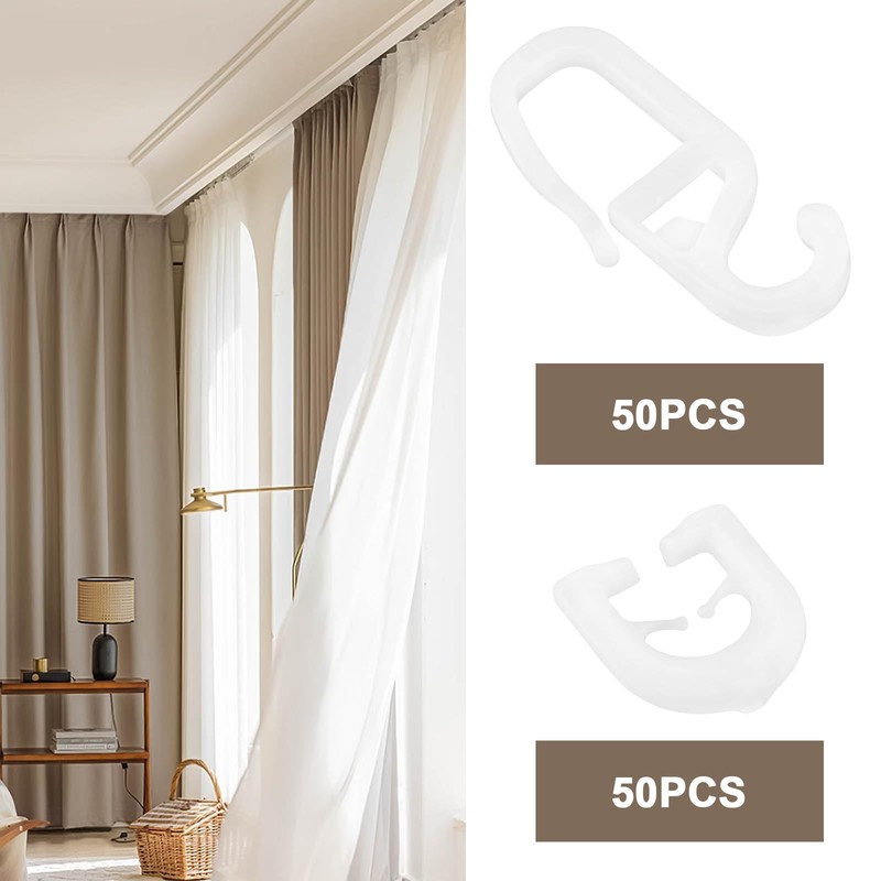 Create idea 50 Pairs White Plastic Curtain Sliders Compatible with