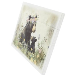Poor Boy Woodworks Floral Mama Bear And Cub Wooden Sign - Sweet Mother And Baby Bear Scene On Wooden Sign - Wall Or Tabletop Decor Great For Rustic Cabin Or Nursery Display