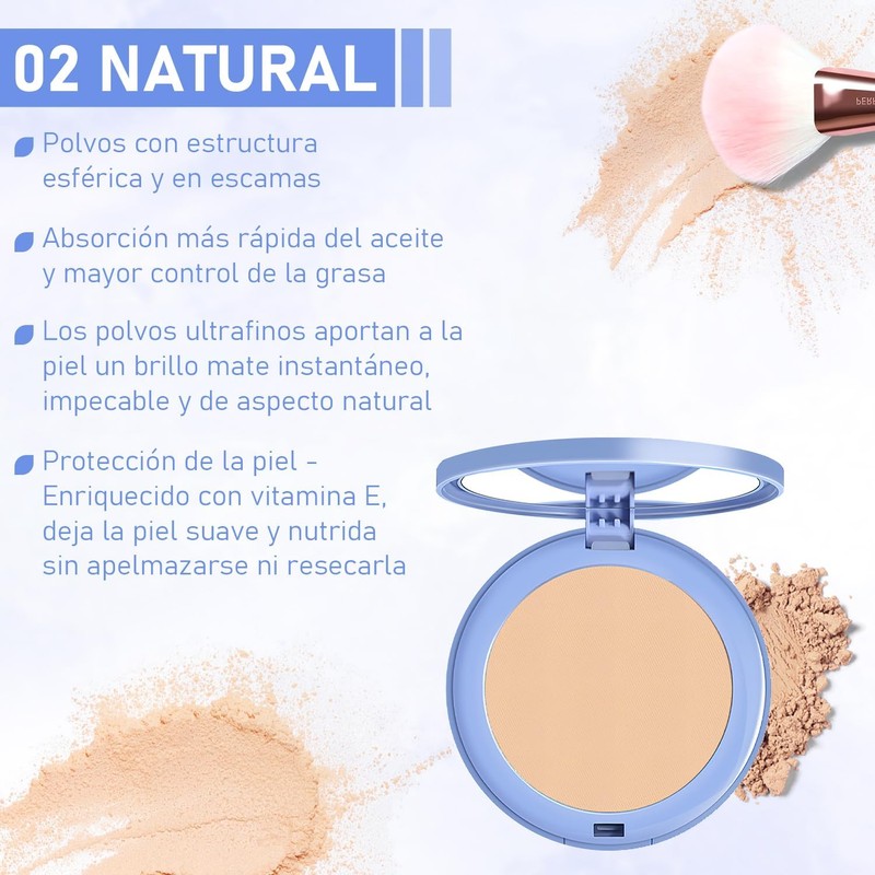 Polvo compacto mate LUSCOR con control de grasa 10g –