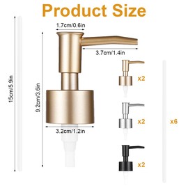 Pack of 6 Soap Dispenser Replacement Pump Head with 15 cm Hose for 28 mm Thread Bottle Soap Dispenser, Soap Dispenser Attachment for Bottles, Soap Pump Plastic for Kitchen, Bathroom, Hotels
