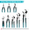 DURATECH 8-Piece Pliers Set with Rolling Pouch, Premium Cr-V/Cr-Ni Construction,