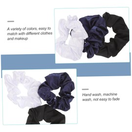 PACKOVE 3pcs Hair Scrunchies for Women and Elastic No-damage Hair Ties in White Blue Black Smooth Satin Texture