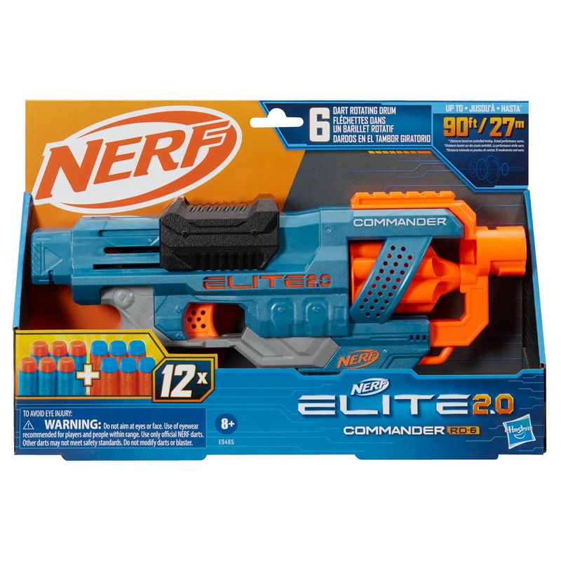 NERF Elite 2.0 Commander RD-6 Dart Blaster, 12 Darts, 6-Dart