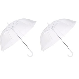Home Supplies Direct Clear Dome Canopy Bubble Umbrella Stick See Through Transparent Unisex White Wedding Brolly (1 x Umbrella)
