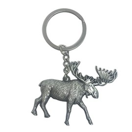 Moose Pewter Keychain - Decorative Vacation Travel Animal Elk Deer Souvenir Gift
