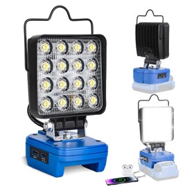 Fiihio Portable LED Work Light Compatible with Kobalt 24V Battery, 48W 4200LM Cordless Flood Lights with USB & Type-C Port, Low Voltage Protection, for Camping .Job Site Lighting, 4 in (No Battery)