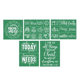 JAJADO 5 Pcs Christian Faith Self Adhesive Silk Screen Stencils Reusable Silk Screen Transfers Bible Verse Stencils for Painting on Wood, Wall, T-Shirt, Card, Fabric, Rock, Sign, DIY Crafts Projects