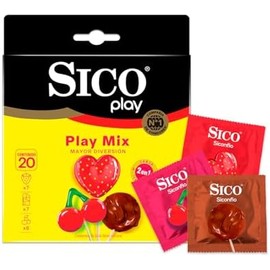 Sico Play Mix, Condón de látex texturizado y de sabores mixtos 20 pzas