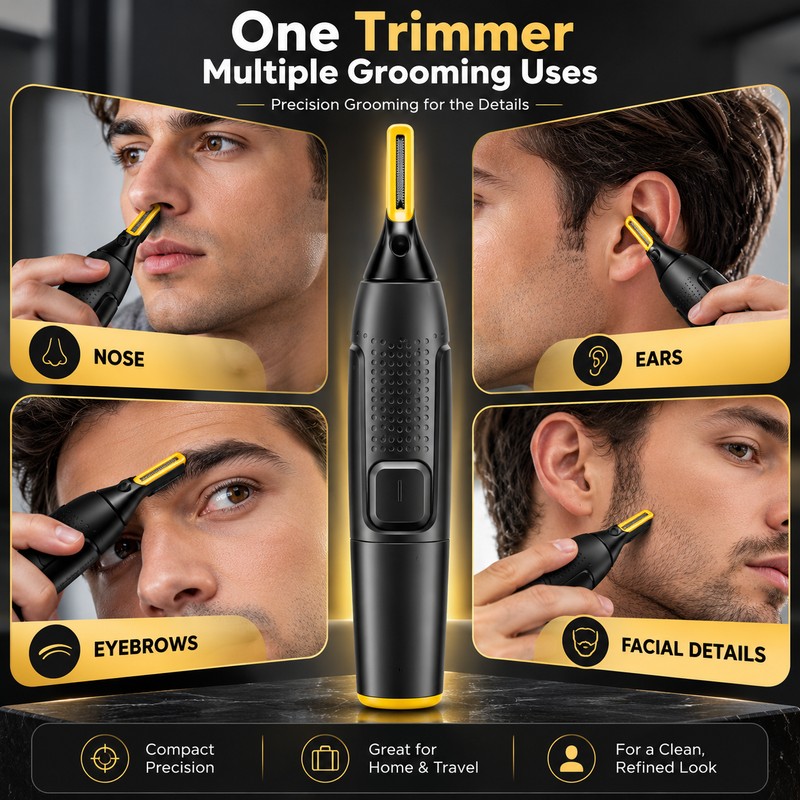 Ultra-Thin Electric Nose & Ear Hair Trimmer for Grooming –