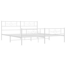 vidaXL 12 Inch Modern White California King Bed Frame with Headboard & Footboard, Sturdy Metal Platform Bed Frame & Slats, Extra Under Bed Storage, No Box Spring Needed, Without Mattress