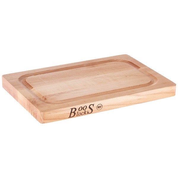 John Boos Block Chop-N-Slice Maple Wood Edge Grain Reversible Cutting Board with Deep Juice Groove, 8 Inches x 12 Inches x 1 Inches