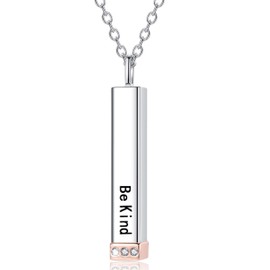 SOLOLIKE Be Kind of Necklaces for Women: Hidden Message Necklace 925 Sterling Silver Be Kind of ...A B Necklaces for Friends - 3D Vertical Bar Pendant Birthday Friendship Jewelry Gifts