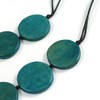 Avalaya Teal Round Wooden Bead Statement Necklace on Adjustable Black