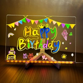Led Note Board with Colors, Acrylic Dry Erase Boards with Light and Adjustable Stand Glowing Message Notepad for Store, Office, Gift, School Home
