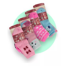 VG 12 Pares Tines Calcetín Algodón Niñas Talla 4-6