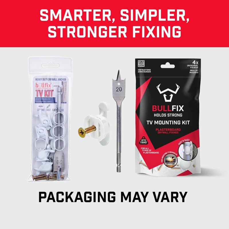 Bullfix TV Kit - Plasterboard Fixings for TV Bracket, Heavy
