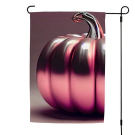 CafePress Shiny Pink Pumpkin Garden Flag 12"x18" One Sided Garden Decoration Flag w/Stake