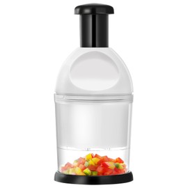 Food Chopper, Hand Chopper Dicer Easy to Clean, Manual Slap Vegetable Chopper Onion Cutter, Garlic Chopper Mincer for Onion, Nut, Tomato, Pepper, Celery, etc, White