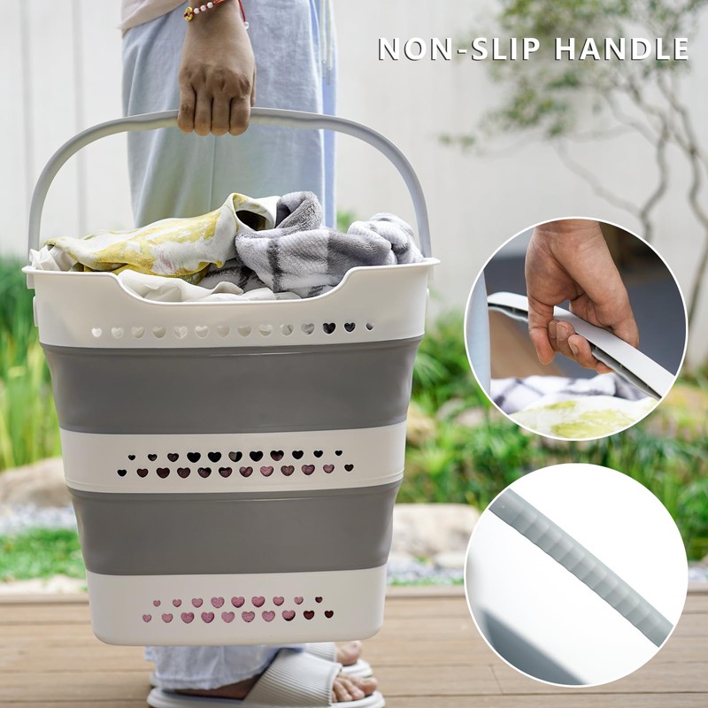 KBBYT Large Collapsible Laundry Baskets for Dirty Clothes, Plastic Laundry