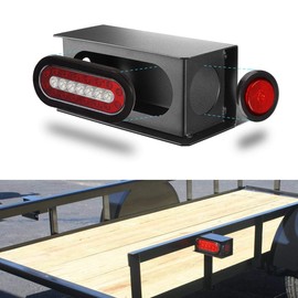 Partsam 2Pcs Heavy Duty Black Steel Utility Truck Trailer 6" Tail Light Guard Oval Box 2" Side Light for Sealed 6" Oval Tail Lights and 2" Side Clearance Lights