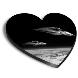 1 x Heart MDF Magnets - UFO Alien Spaceship Space 41062