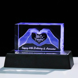 Ornalrist 80th Birthday Gifts for Women, Crystal Engraved Keepsake Happy 80th Birthday Presents for Sisters Friends Mum Grandma Turning 80 Years Old