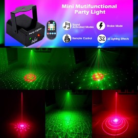 KOOT Party Lights Dj Disco Light with Pattern Projection and Sound Activated, Strobe Stage Lighting for Parties Indoor Dance Birthday Rave Bar Karaoke Christmas Wedding Show Club