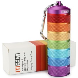Weekly Metal Pill Organizer, Waterproof 7-Day Pill Container for Outdoor Travel. Aluminum Pill Case That is Shockproof and Has Large Compartments for 
