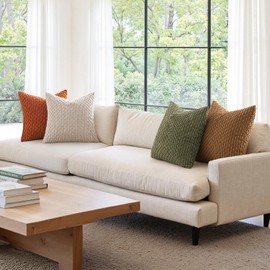 MIULEE Throw Pillow Covers Soft Corduroy Decorative Set of 4 Boho Striped Pillow Covers Pillowcases Farmhouse Home Decor for Couch Bed Sofa Living Room Spring 18x18 Inch Khaki