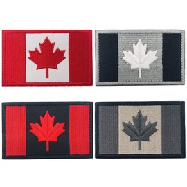4 Pieces Canada Flag Patches, Canadian Flag Patch 3.1 X 2.0 Inch Patches Morale Military Uniform Emblem Patch Iron-on Patch for Tactical Backpacks Bags Clothes Jackets Hats