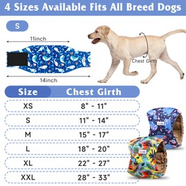 5 Pack Dog Diapers Male Reusable, Premium Belly Bands for Male Dogs, High Absorbing Dog Pee Wraps for Doggie in Incontinence or Excitable Urination and Training Hawaii L